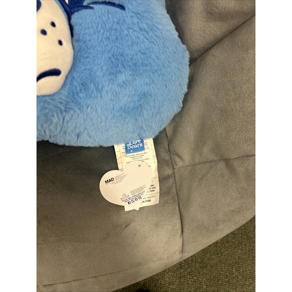 Care Bears Blue Grumpy Bear Head Plush Pillow w/Tags 14x12" - Picture 2 of 6